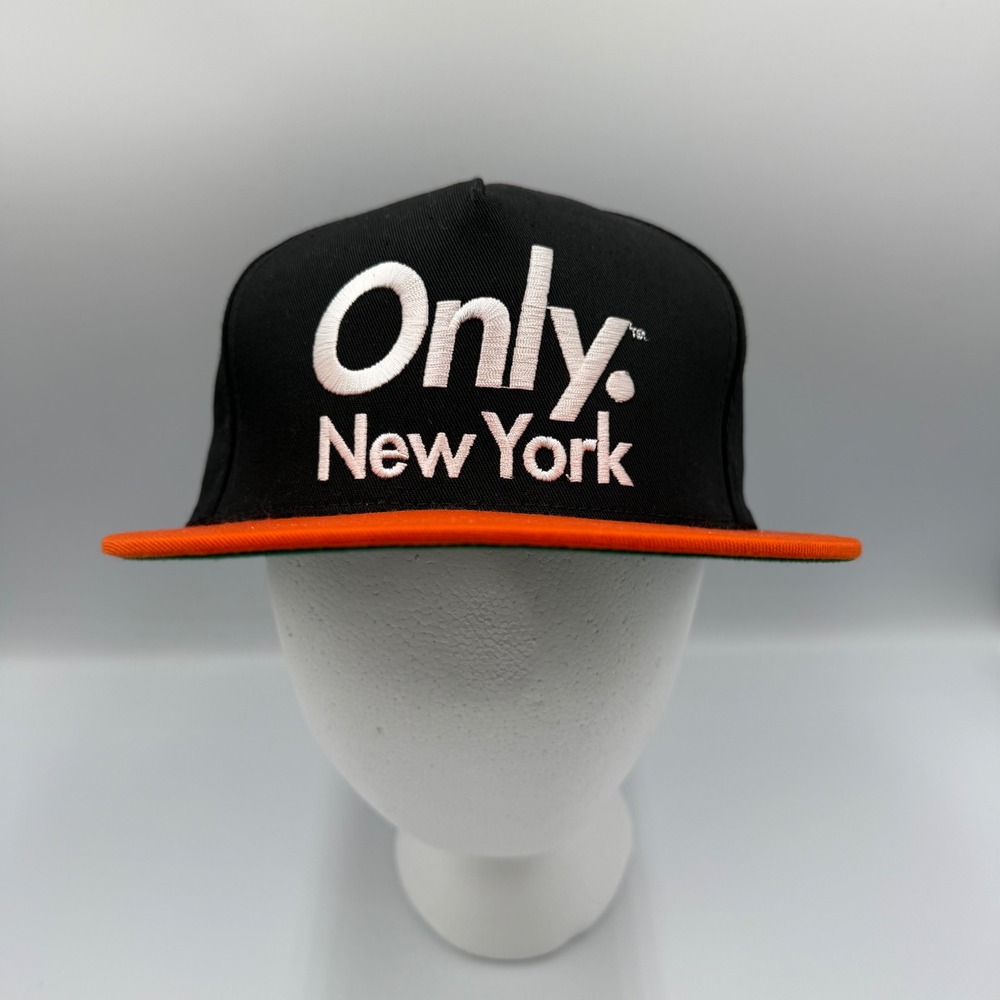 Only NY Snapback‎ Hat Black Orange Flat Brim Made in USA Streetwear Cap